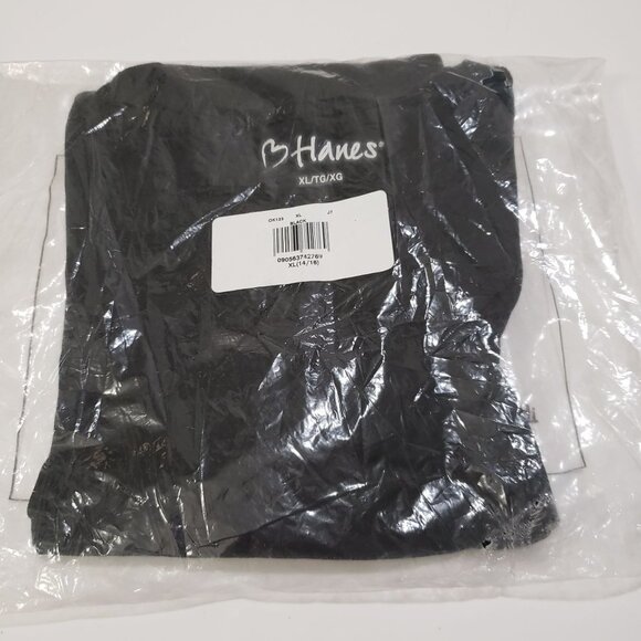 NWT Hanes Girls' Long-Sleeve Crewneck T-Shirt in Black Size XL - Picture 2 of 4